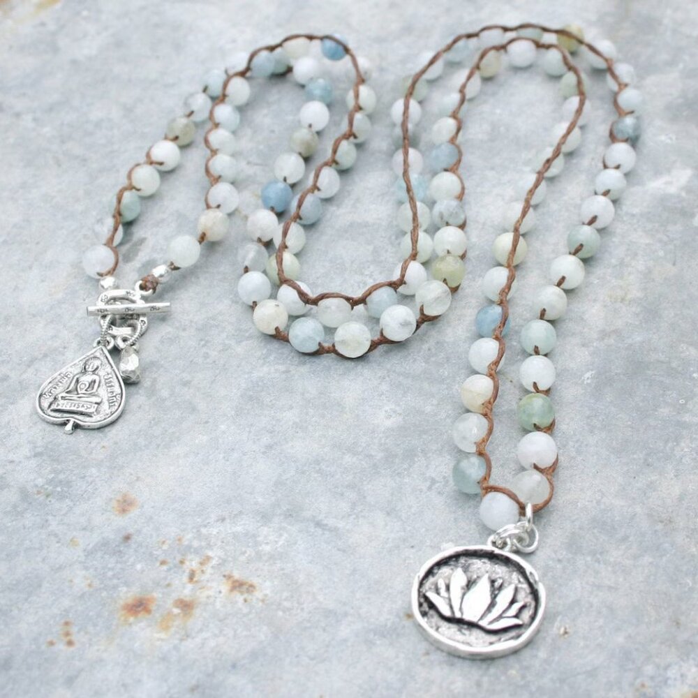 Aquamarine beaded necklace